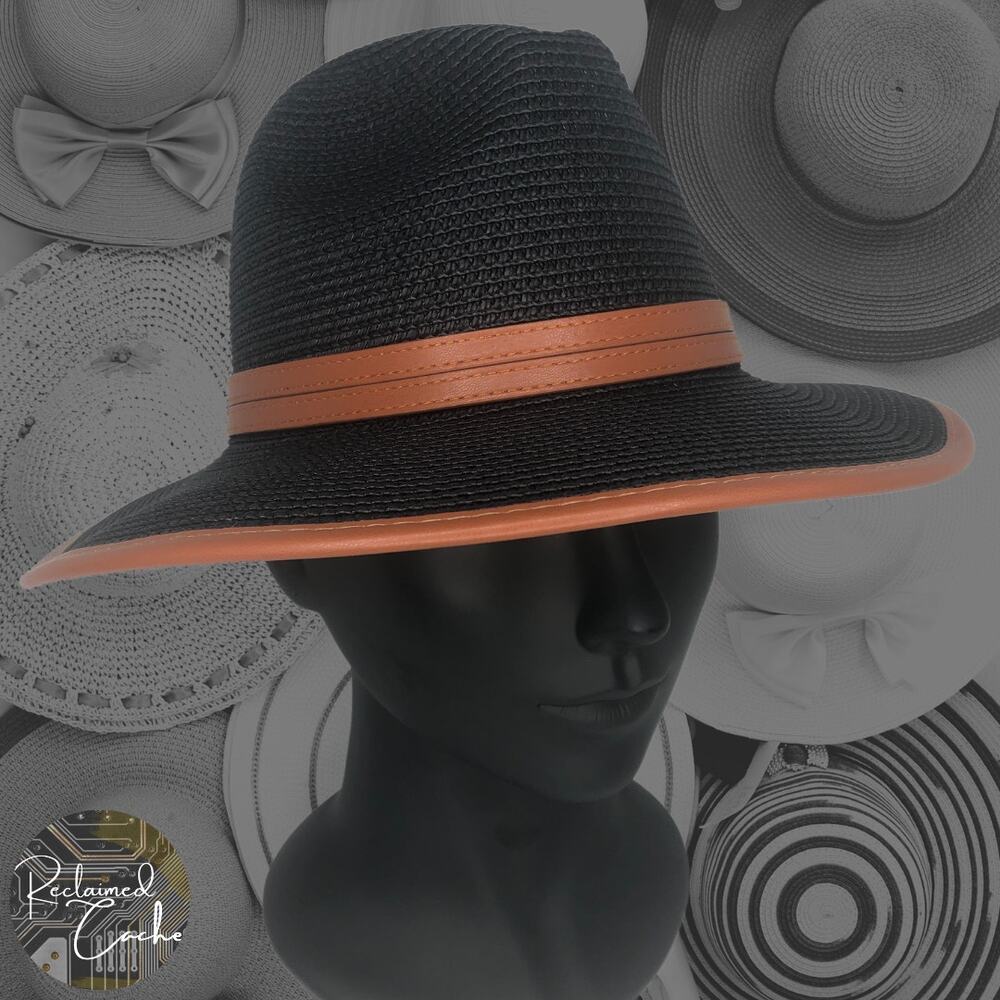 Riah Fashion Black Straw Woven Fedora